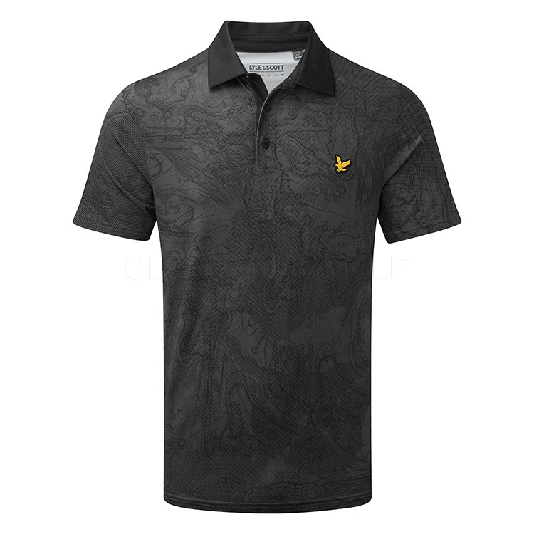 Lyle & Scott Contour Printed Golf Polo Shirt Jet Black