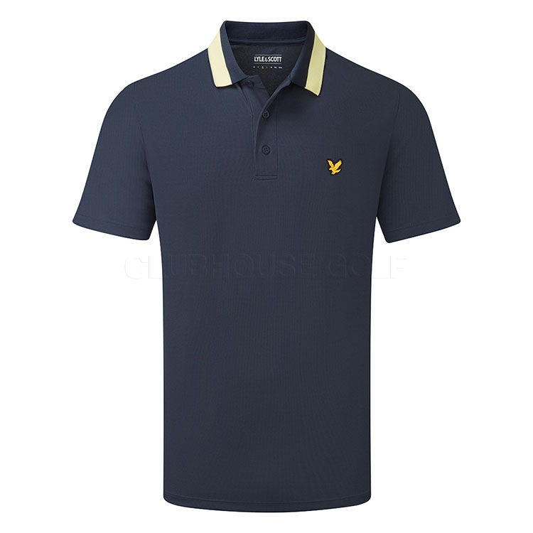 Lyle & Scott Tipped Collar Golf Polo Shirt Dark Navy / Solar Marker