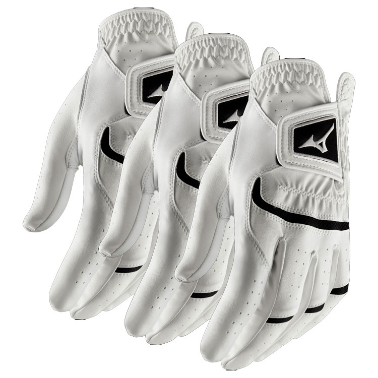 Mizuno Elite Golf Glove (3 Pack) White  /  Right Handed Golfer