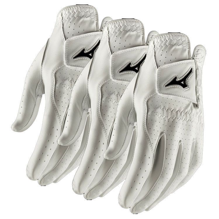 Mizuno Tour Golf Glove (3 Pack) White  /  Right Handed Golfer