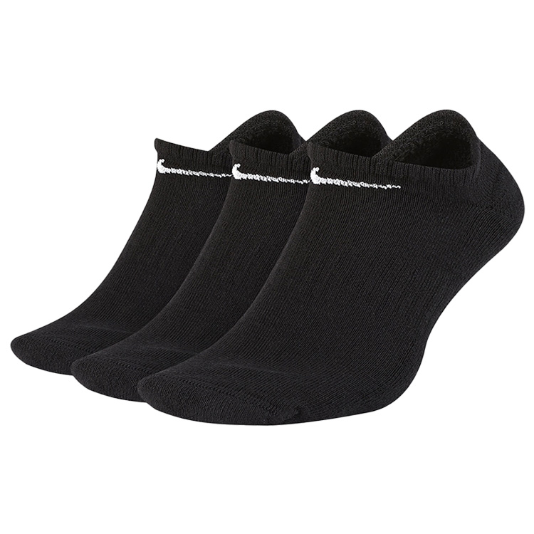 Nike Everyday Cushioned No Show Golf Socks (3 Pack) Black / White