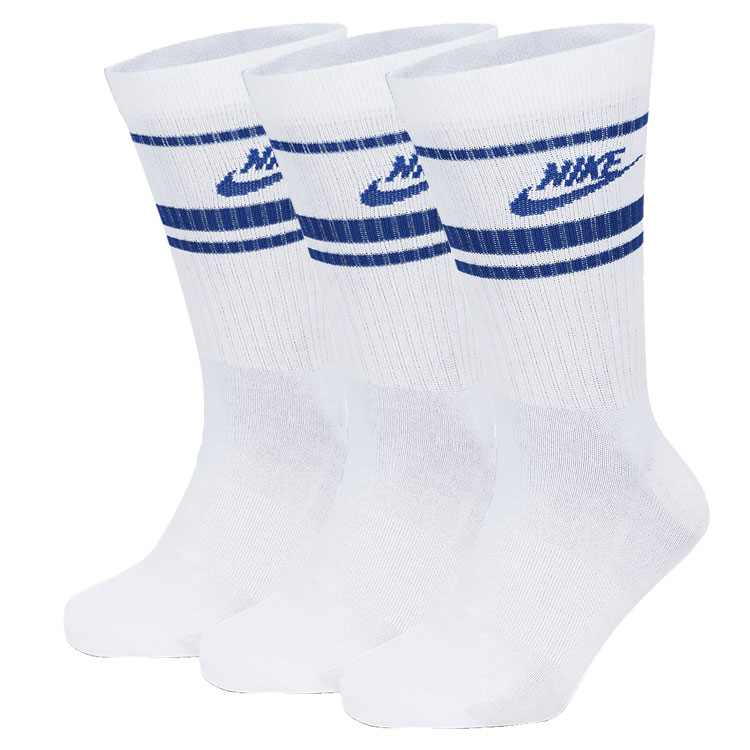 Nike Everyday Essential Crew Golf Socks (3 Pack) White / Game Royal