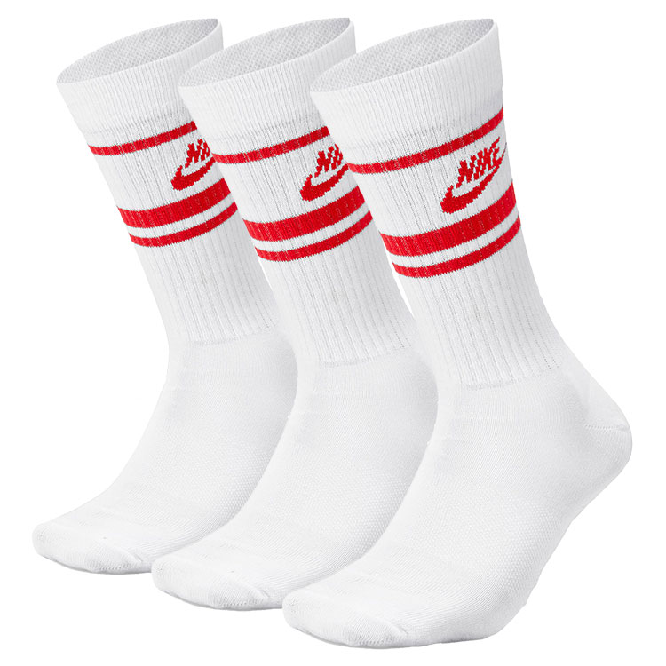 Nike Everyday Essential Crew Golf Socks (3 Pack) White / University Red