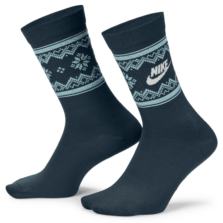 Nike Festive Everyday Crew Golf Socks Armory Navy / Glacier Blue / White