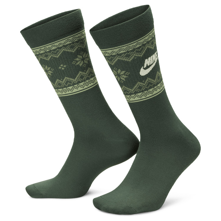 Nike Festive Everyday Crew Golf Socks Vintage Green / Oil Green / Coconut Milk