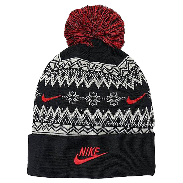 Nike Festive Peak Golf Beanie Black / University Red