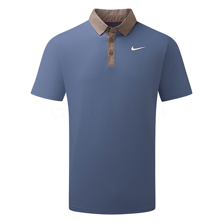 Nike Dry Tour Contrast Golf Polo Shirt Diffused Blue / Mink Brown / White