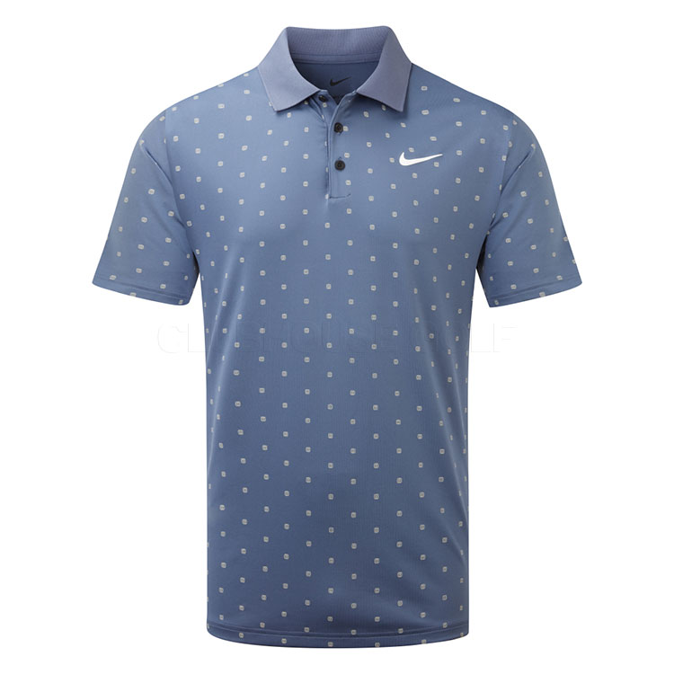 Nike Dry Tour Print Golf Polo Shirt Diffused Blue / White