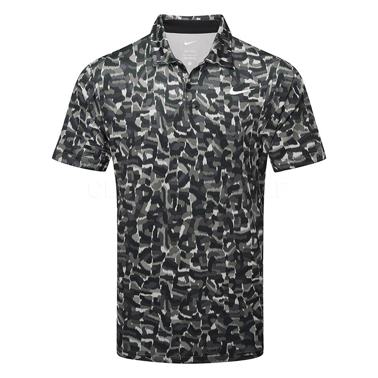 Nike Dry Tour Confetti Print Golf Polo Shirt Light Smoke Grey / White