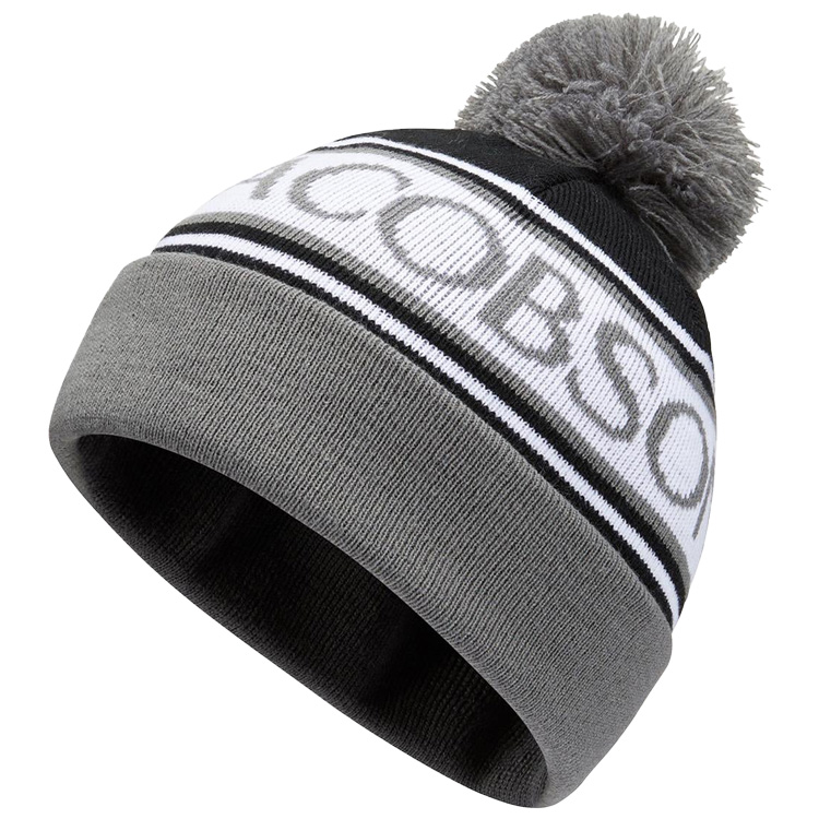 Oscar Jacobson Gillies Bobble Golf Beanie Black / Pewter