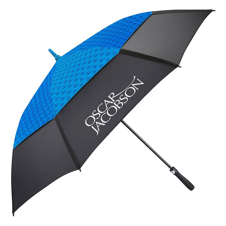 Oscar Jacobson Gio Print 64 Inch Dual Canopy Golf Umbrella Black / Cobalt
