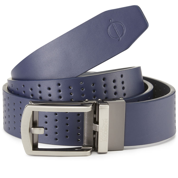 Oscar Jacobson Shelby Leather Golf Belt Navy