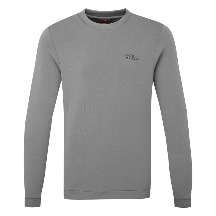 Oscar Jacobson Johnstone Tour Crewneck Golf Sweater Pewter