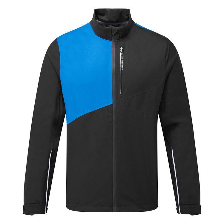 Oscar Jacobson Greylands Waterproof Golf Jacket Black / Cobalt