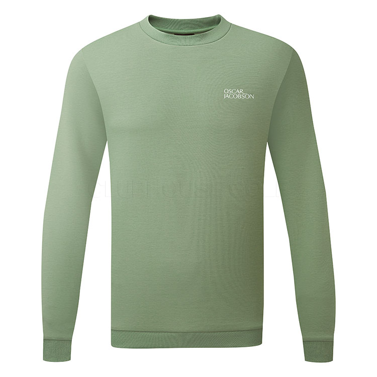 Oscar Jacobson Johnstone Tour Crewneck Golf Sweater Watercress