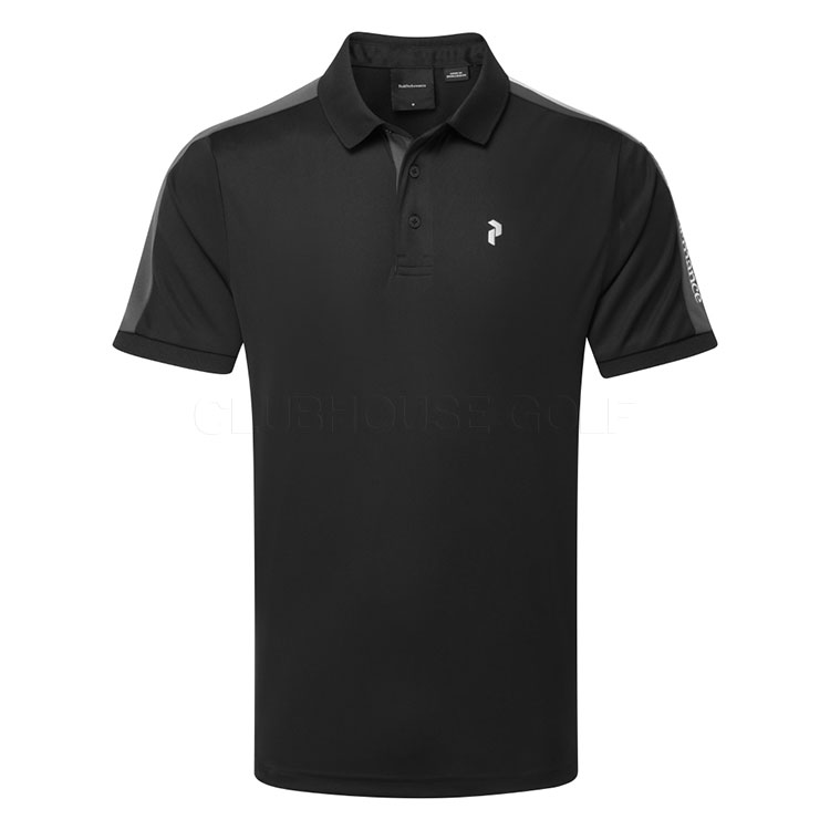 Peak Performance Player Golf Polo Shirt Black / Motion Grey