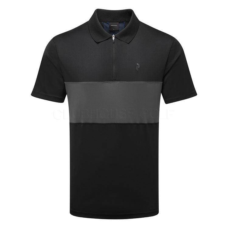 Peak Performance Player Zip Golf Polo Shirt Black / Motion Grey