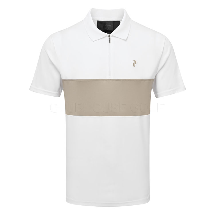 Peak Performance Player Zip Golf Polo Shirt White / Avid Beige