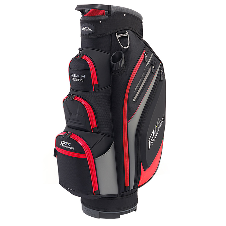 PowaKaddy Premium Edition Golf Cart Bag Black / Gunmetal / Red