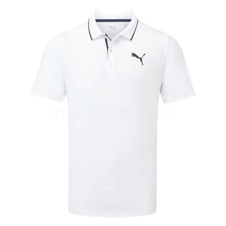 Puma MATTR Elevated Tour Logo Golf Polo Shirt White Glow