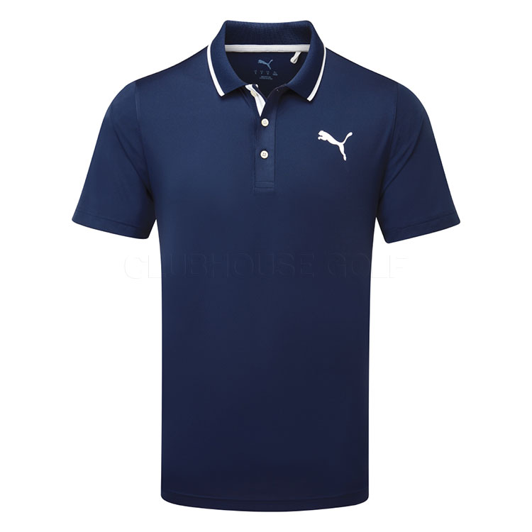 Puma MATTR Elevated Tour Logo Golf Polo Shirt Deep Navy