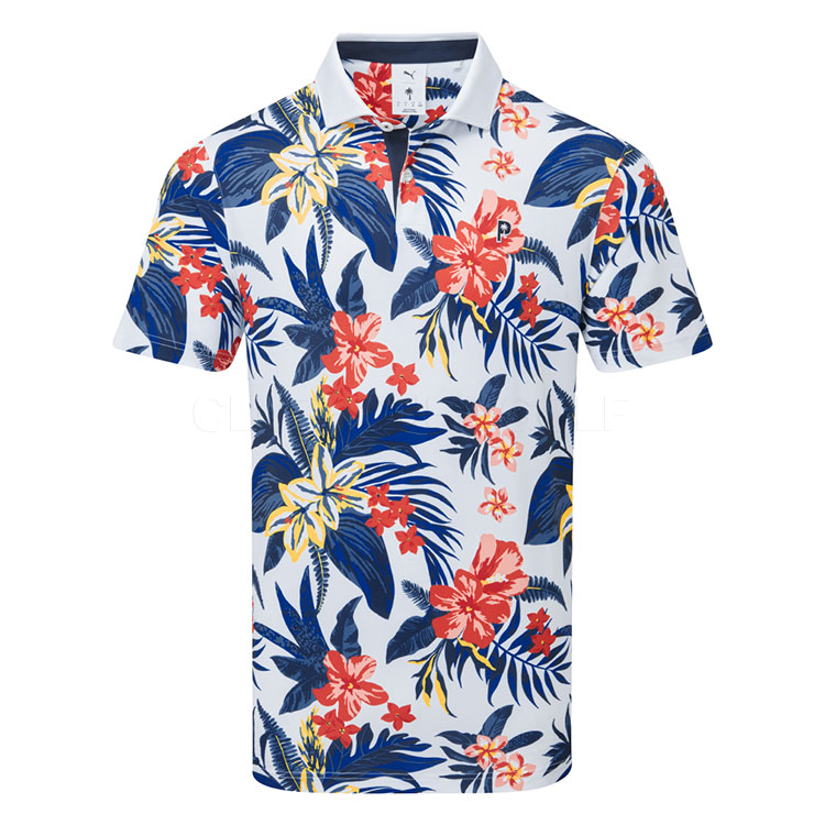 Puma x Palm Tree Crew Floral Golf Polo Shirt White Glow