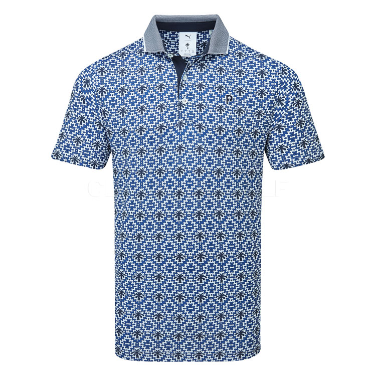 Puma x Palm Tree Crew Tile Golf Polo Shirt White Glow / Deep Navy