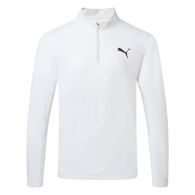 Puma Pure 2.0 1/4 Zip Tour Logo Golf Sweater White Glow