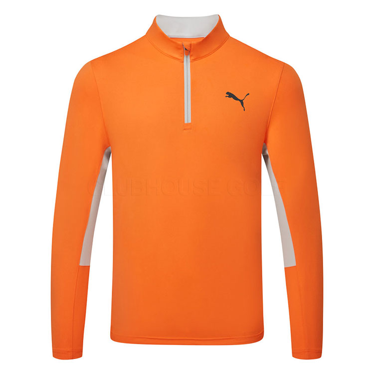 Puma Pure 2.0 1/4 Zip Tour Logo Golf Sweater Rickie Orange