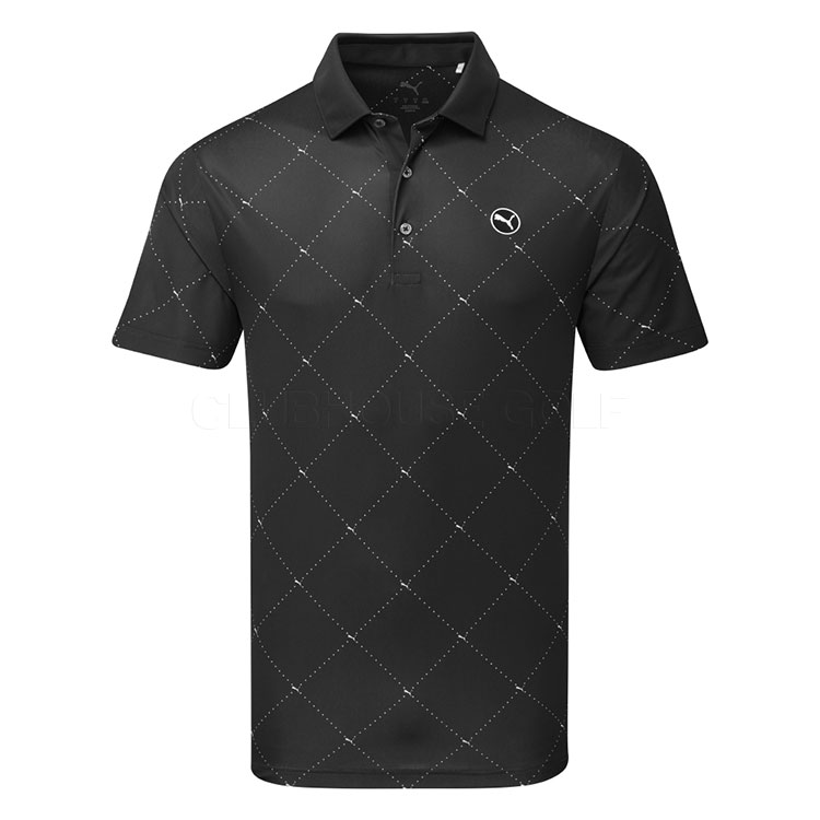 Puma Pure 2.0 Argyle Golf Polo Shirt Puma Black / White Glow