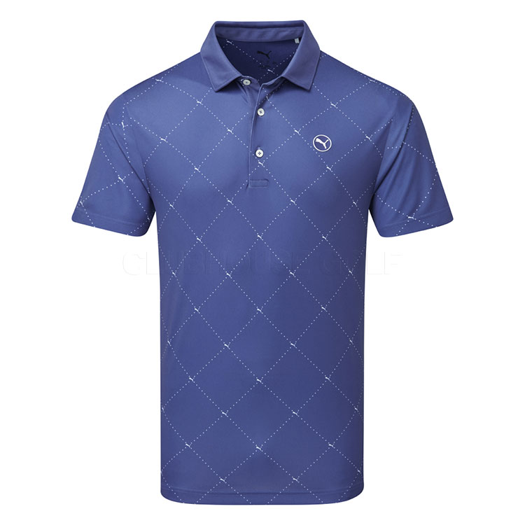 Puma Pure 2.0 Argyle Golf Polo Shirt Blue Crystal / Deep Navy