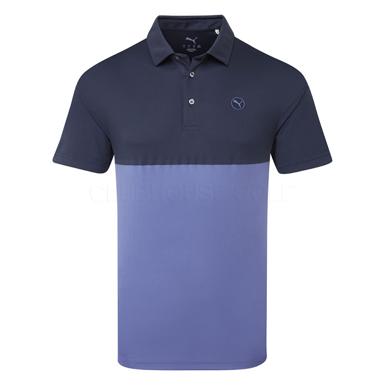 Puma Pure 2.0 Colourblock Golf Polo Shirt Blue Crystal / Deep Navy