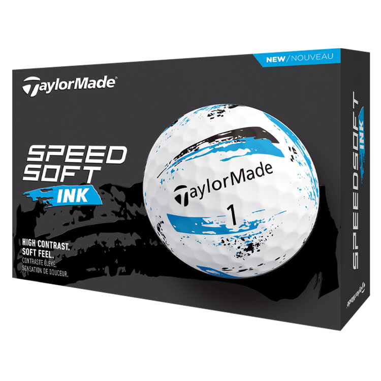 TaylorMade SpeedSoft Ink Golf Balls White / Blue Balls  /  Dozen
