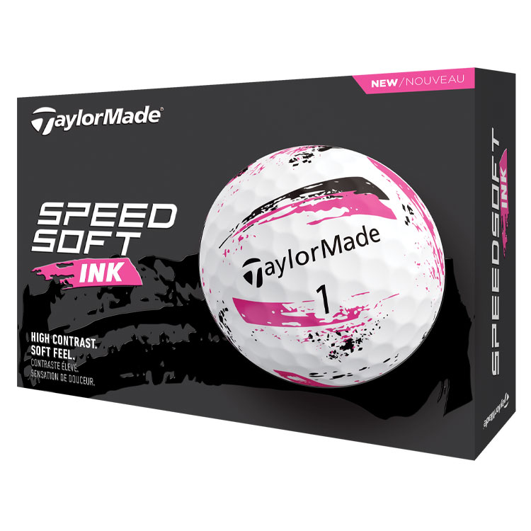 TaylorMade SpeedSoft Ink Golf Balls White / Pink Balls  /  Dozen