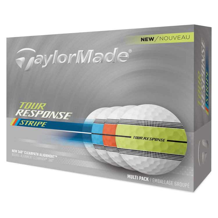 TaylorMade Tour Response Stripe Golf Balls White / Neon Multi Balls  /  Dozen