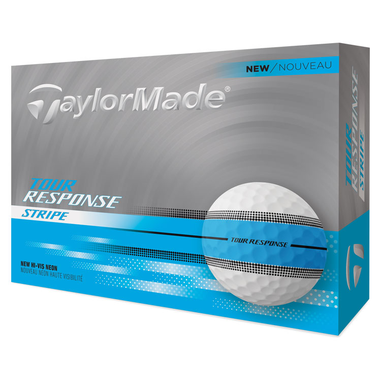 TaylorMade Tour Response Stripe Golf Balls White / Neon Blue Balls  /  Dozen