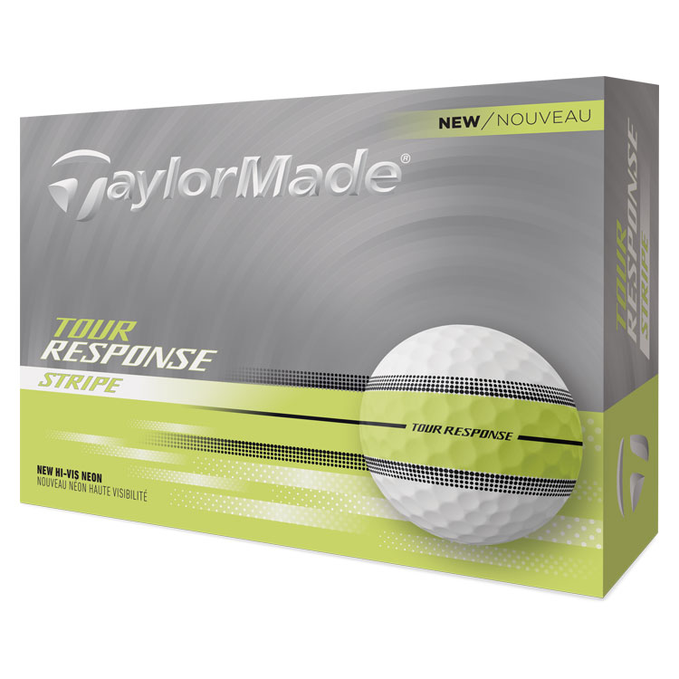 TaylorMade Tour Response Stripe Golf Balls White / Neon Yellow Balls  /  Dozen