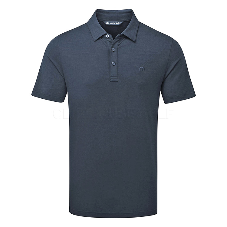 TravisMathew The Heater Golf Polo Shirt Vintage Indigo / Black