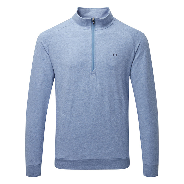 TravisMathew Zachary 1/2 Zip Golf Sweater Heather Light Blue