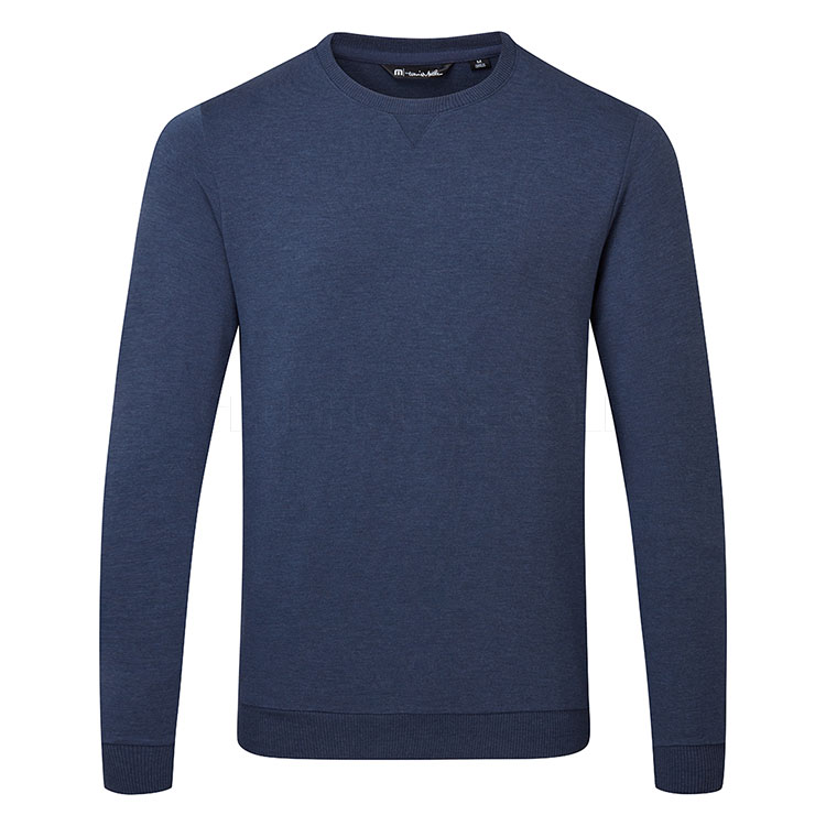 TravisMathew Amenities Crewneck Golf Sweater Heather Blue Nights
