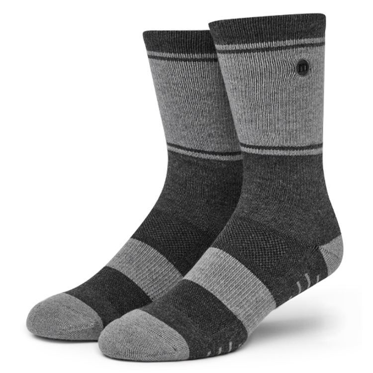 TravisMathew Baja 2.0 Crew Golf Socks Heather Grey Pinstripe
