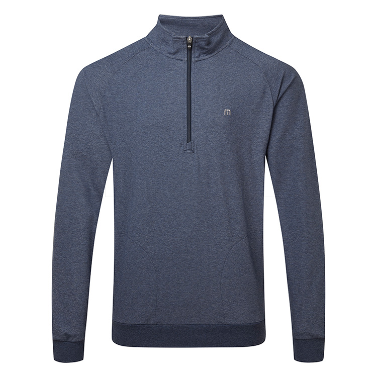 TravisMathew Zachary 1/2 Zip Golf Sweater Heather Blue Nights
