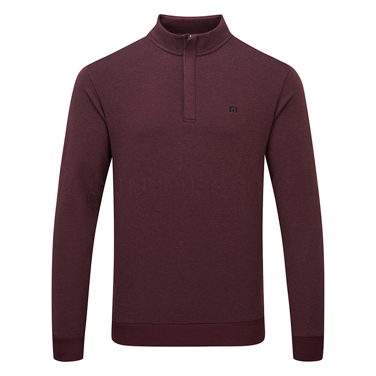 TravisMathew Cloud 2.0 1/4 Zip Golf Sweater Heather Dark Red