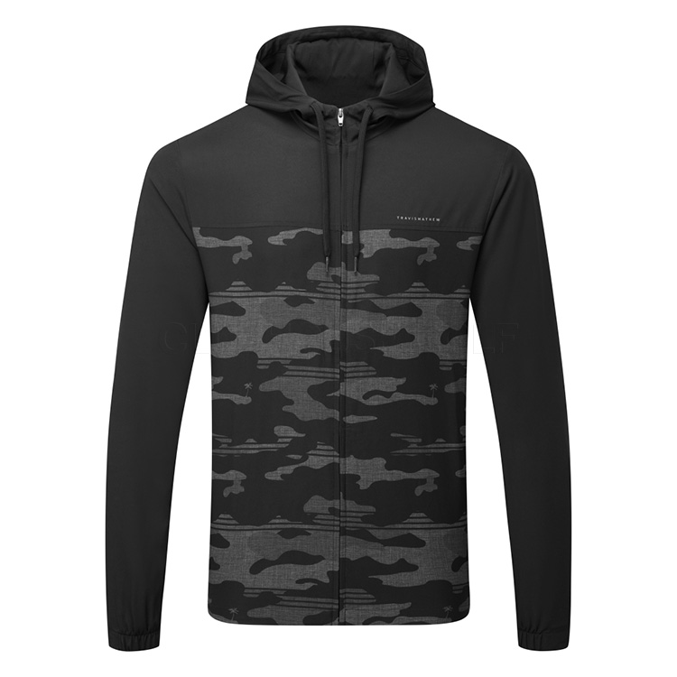 TravisMathew Camo Tech Full Zip Golf Hoodie Black