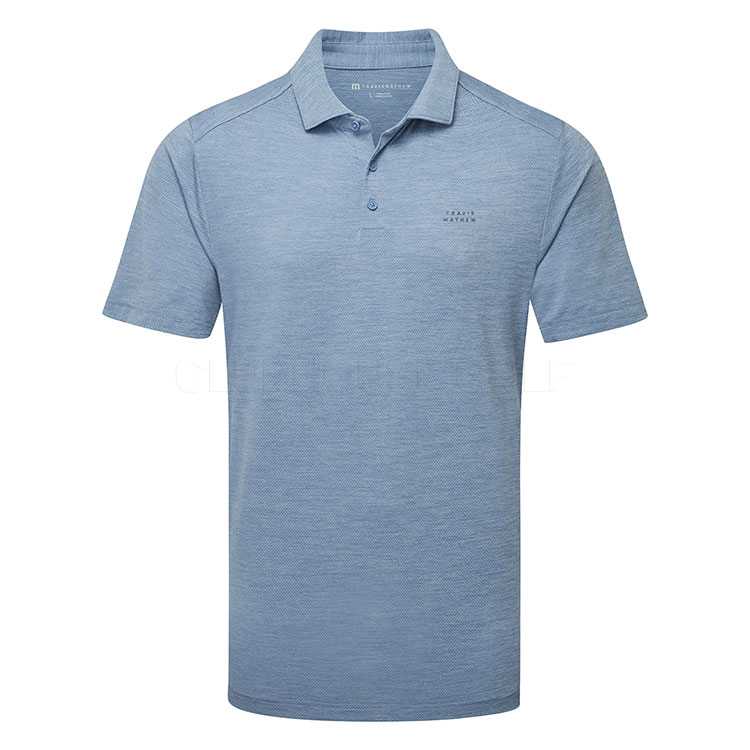 TravisMathew The Heater Pro Golf Polo Shirt Heather Copen Blue
