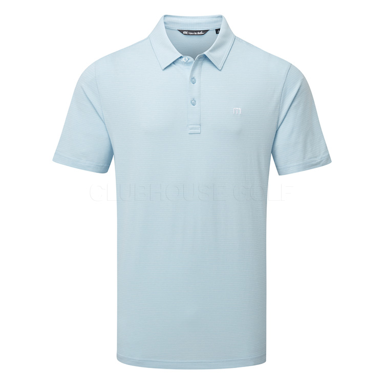 TravisMathew The Heater Golf Polo Shirt Heather Dream Blue