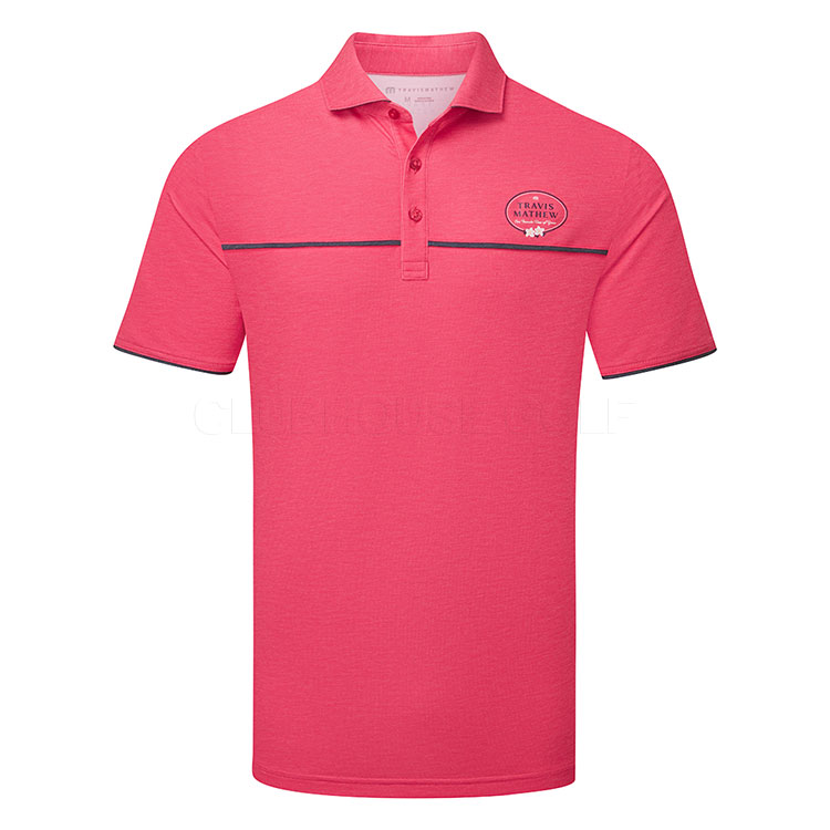 TravisMathew Featherweight OFTY Golf Polo Shirt Heather Azalea