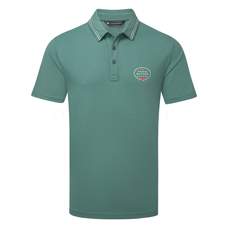 TravisMathew Patron Parade Golf Polo Shirt Silver Pine