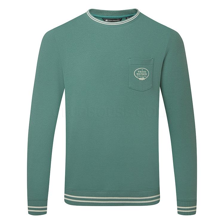 TravisMathew VIP Ticket Crewneck Golf Sweater Silver Pine