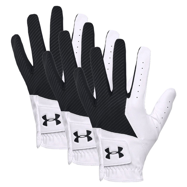 Under Armour Medal Golf Glove (3 Pack) Black / White / Black  /  Right Handed Golfer